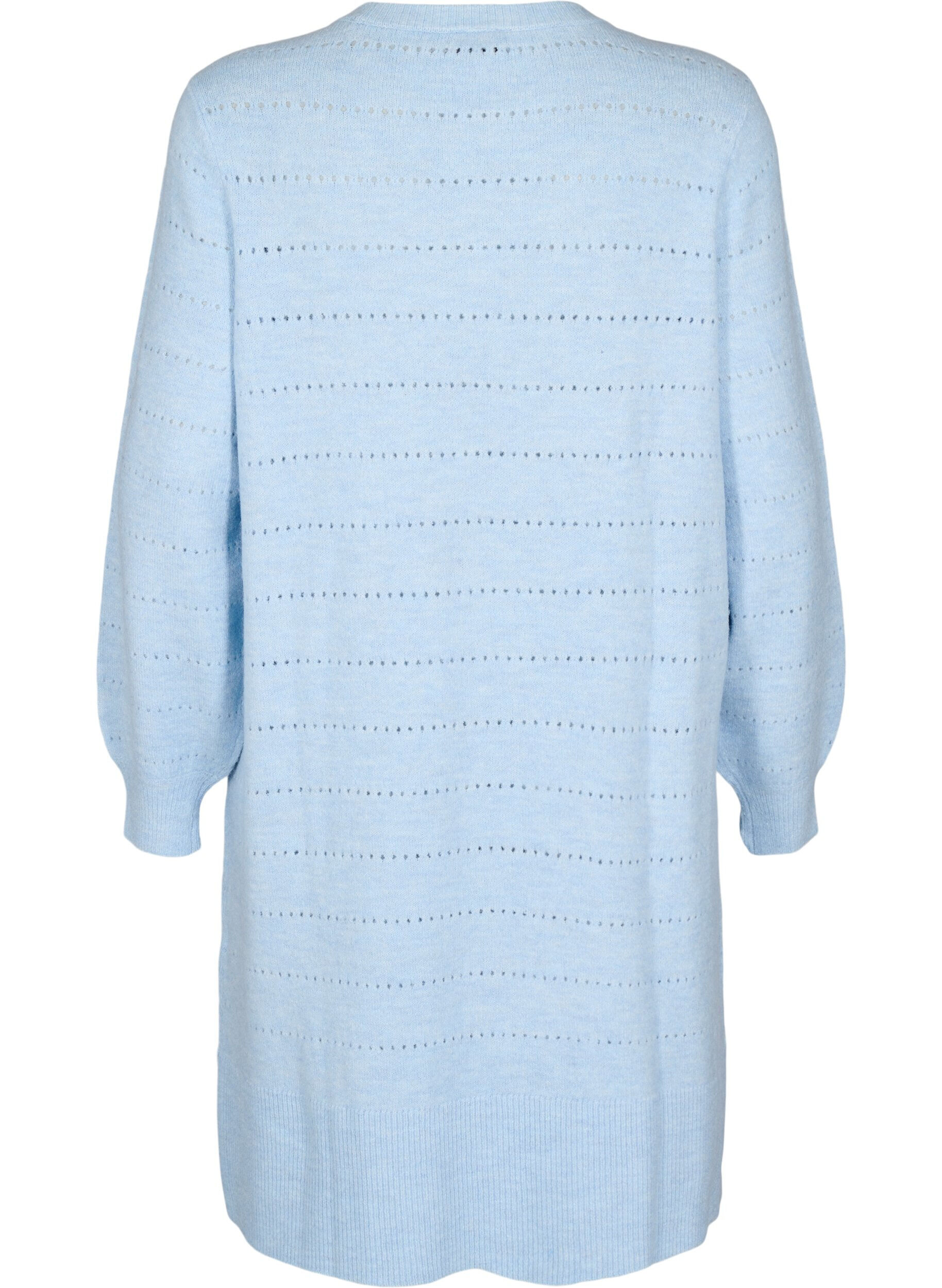 Zizzi Gebreide jurk met splitjes en kantpatroon, Cashmere Blue Mel., Packshot image number 1
