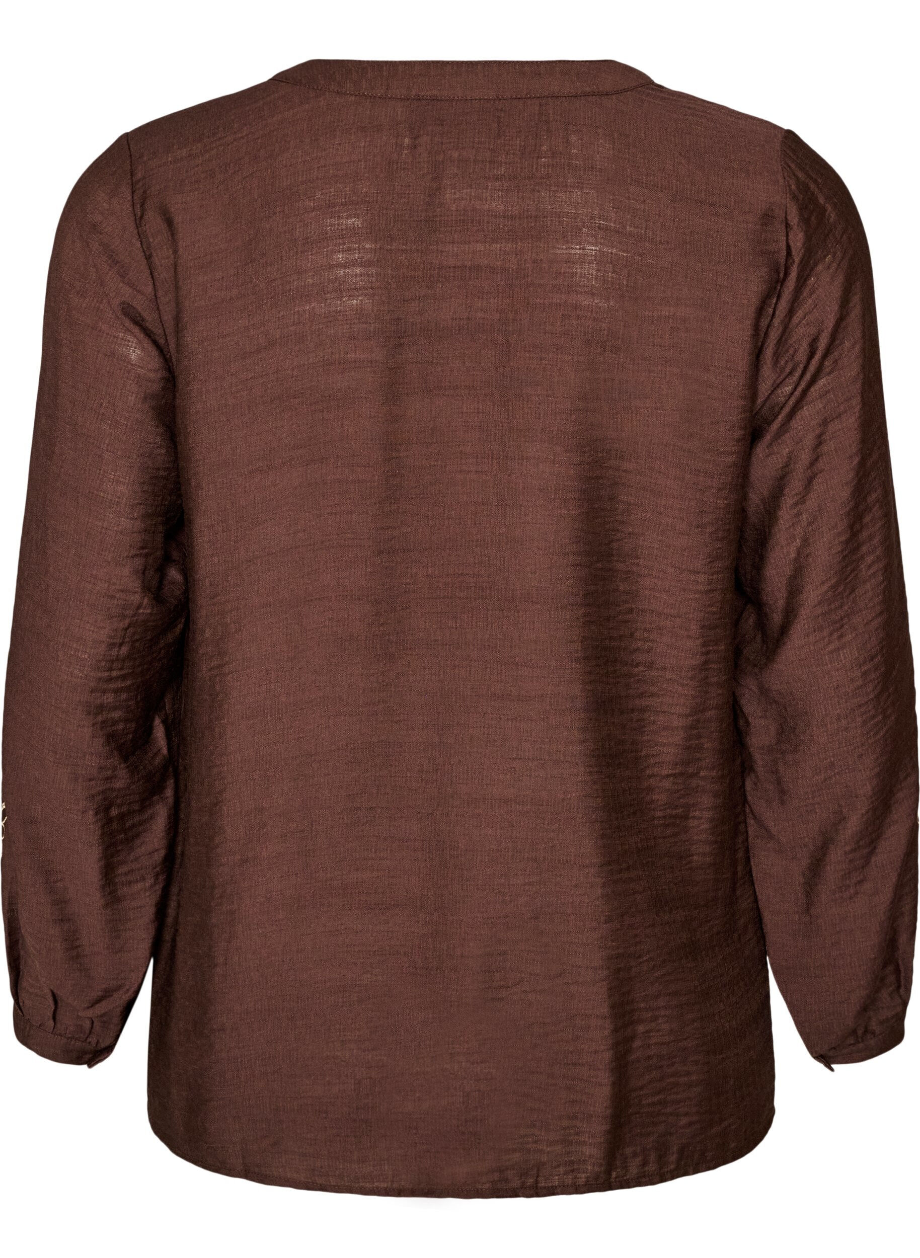 ZizziViscose shirt met geborduurde mouwen, Bruin, Packshot image number 1