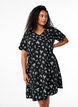 Jurk met korte mouwen en een V-hals, Zwart, Model image number 0