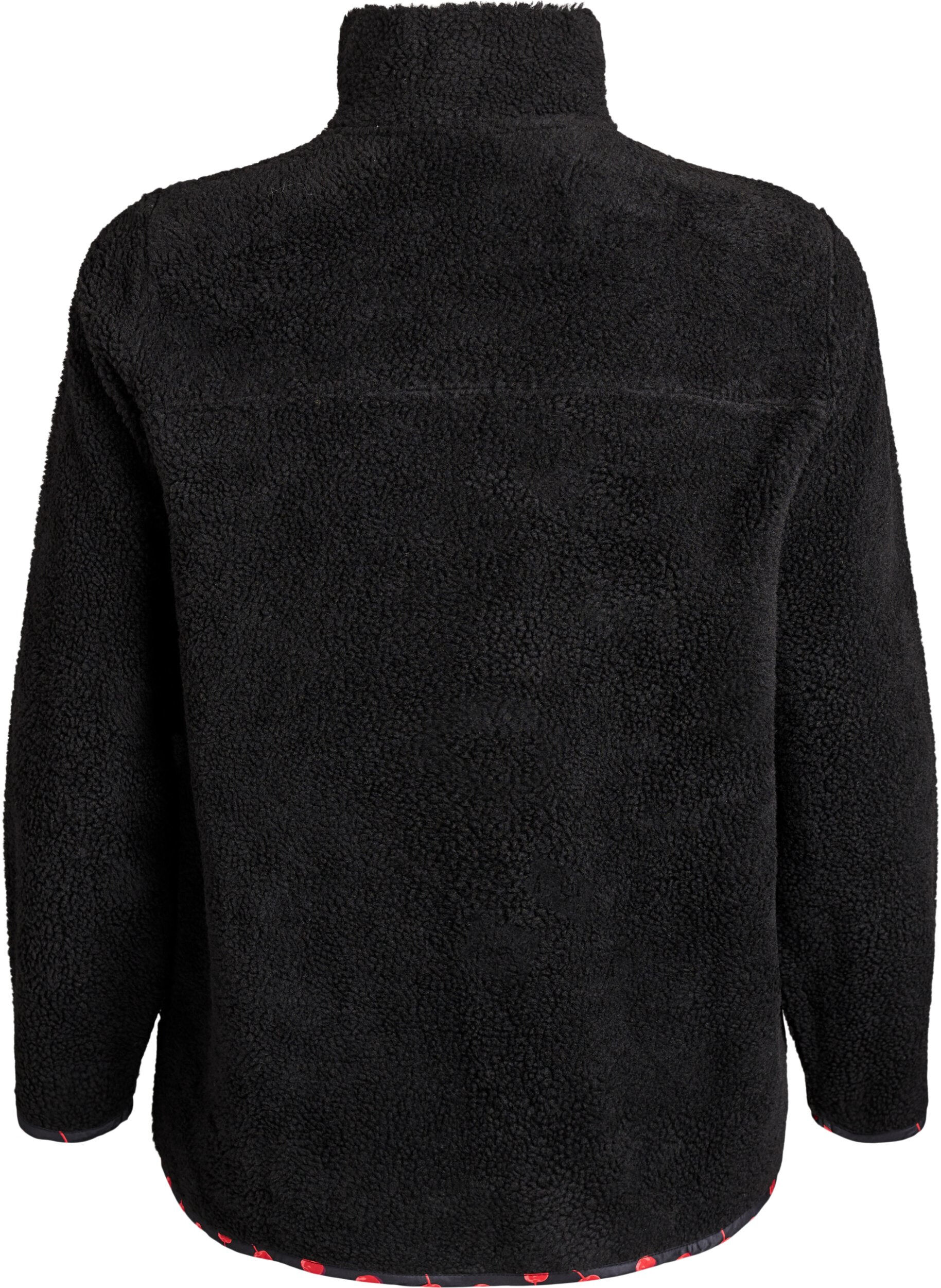 Zizzi Teddy-fleece jack met kersendetails, Zwart, Packshot image number 1