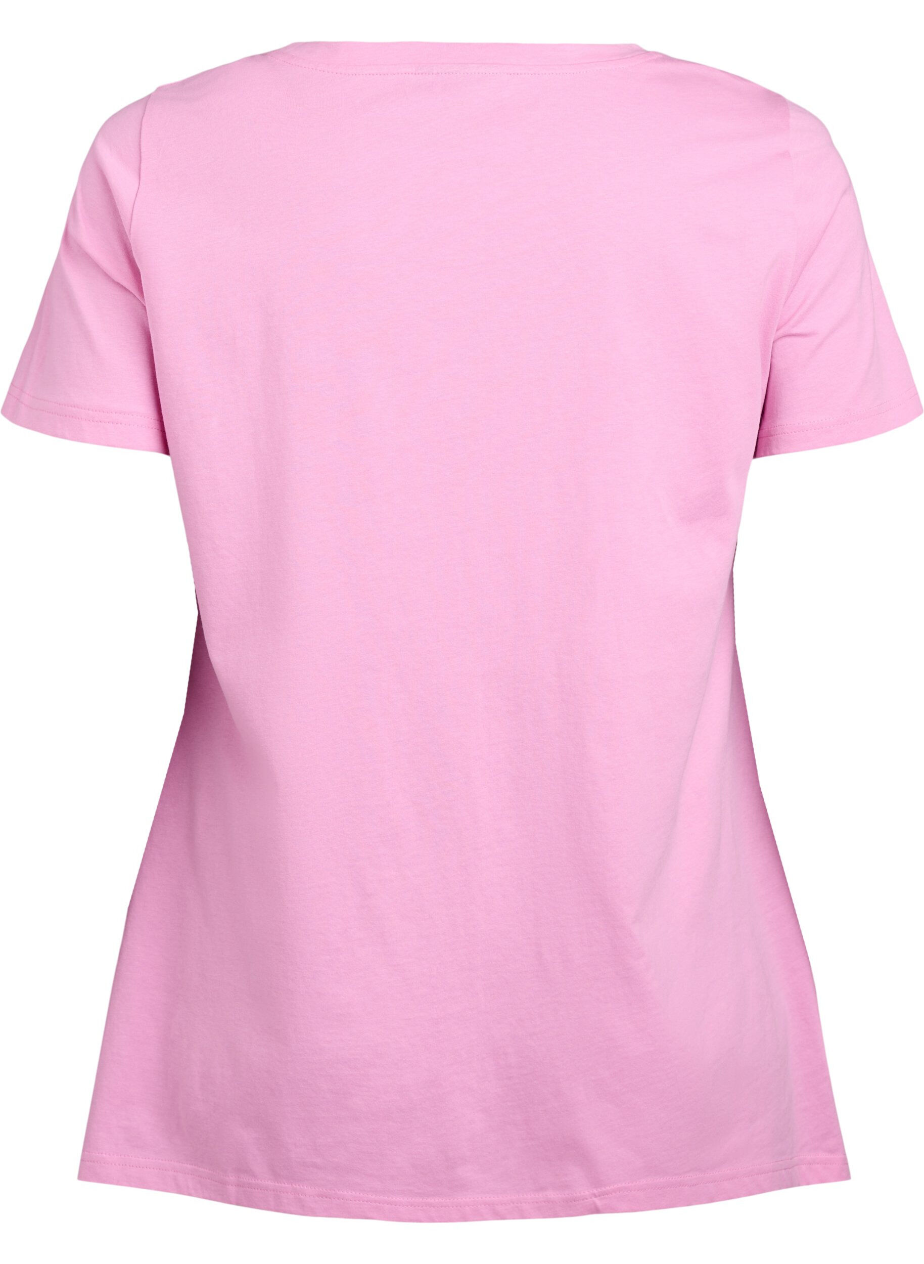 Zizzi T-shirt met ronde hals en A-lijn vorm, Roze, Packshot image number 1