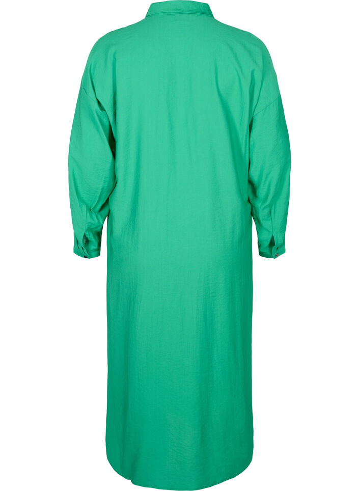 Effen viscose overhemdjurk met split, Mint, Packshot image number 1