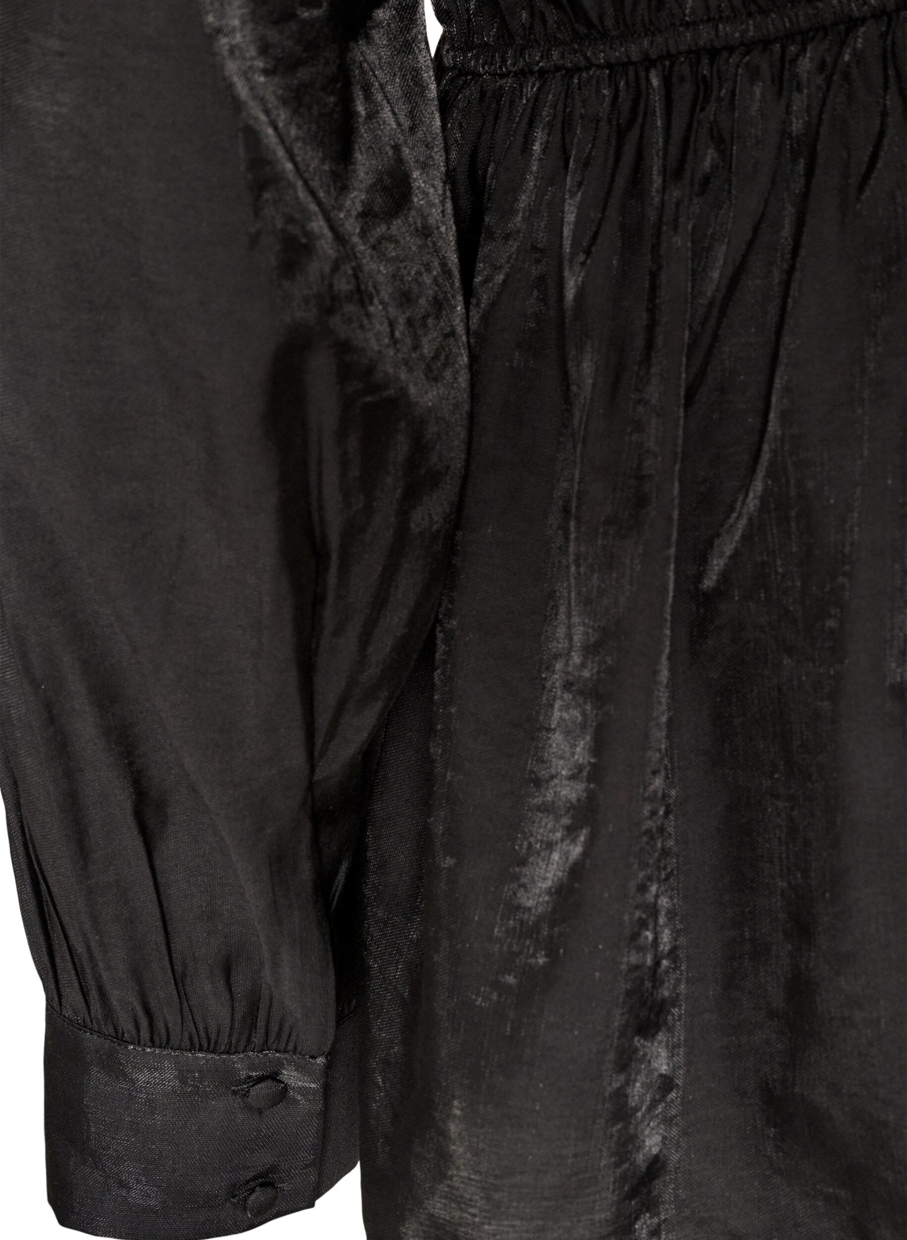ZizziGlanzende viscose blouse met peplumeffect, Zwart, Packshot image number 3