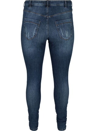 Amy jeans met hoge taille en slijtage, Blue denim, Packshot image number 1