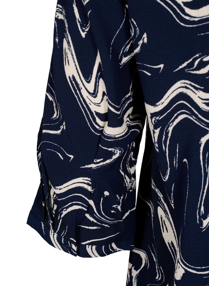 Bedrukte blouse met 3/4 mouwen, N. Blazer Swirl AOP, Packshot image number 3
