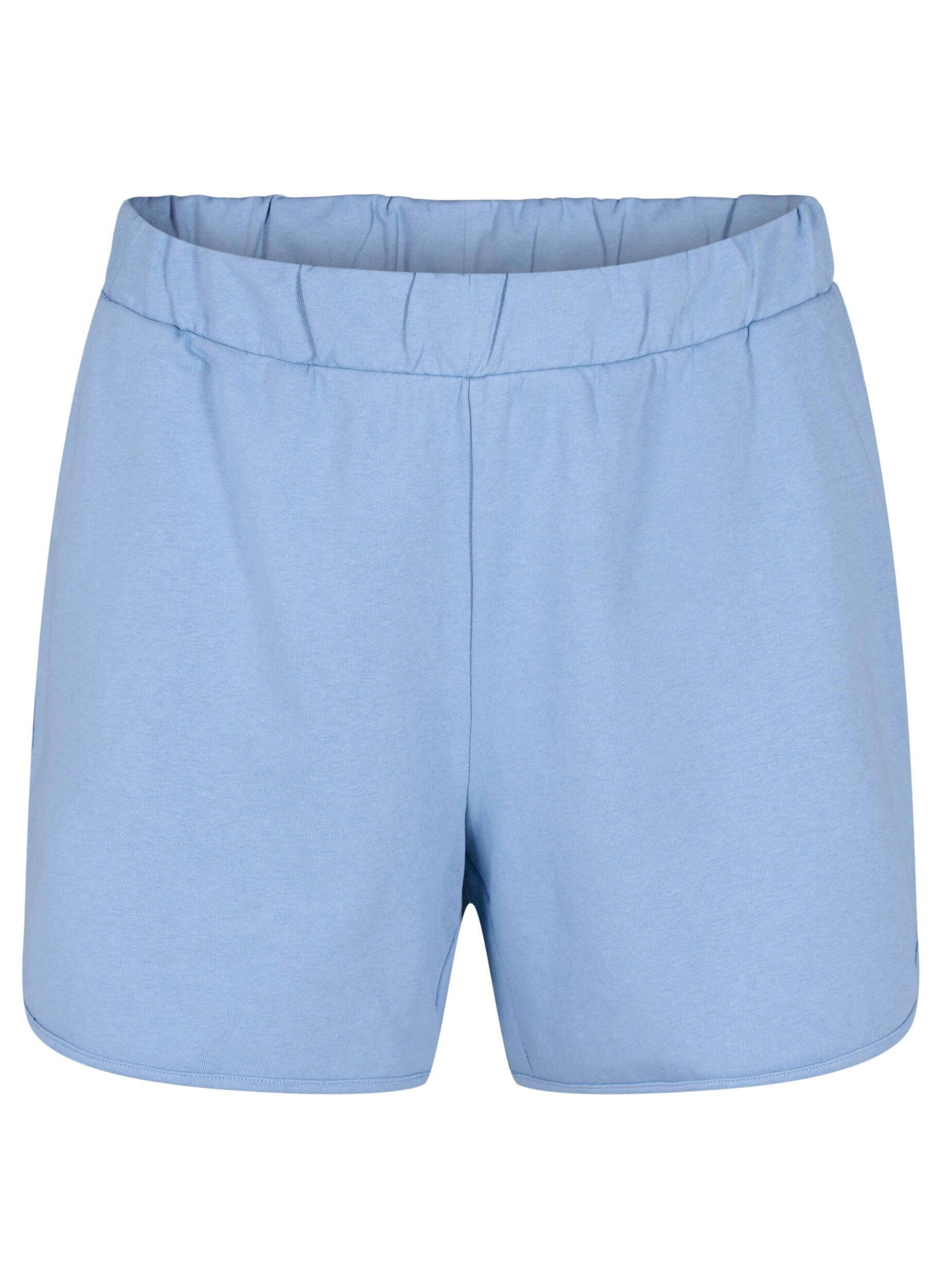 Zizzi Effen sweatshort met zakken, Faded Denim, Packshot image number 0