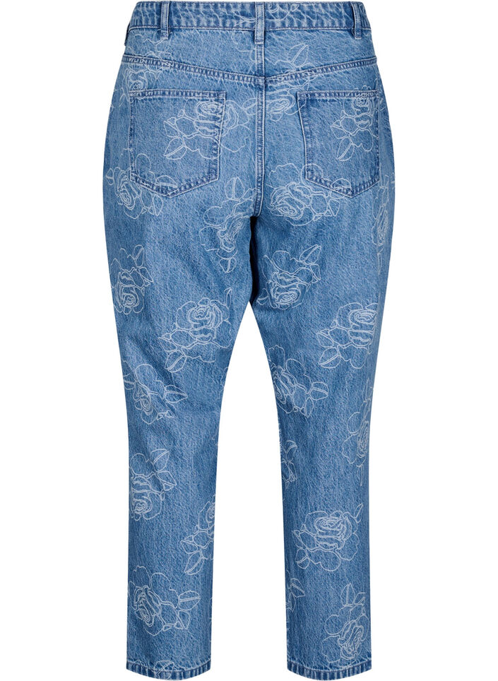 Mille jeans met een bloemenpatroon, Blauw, Packshot image number 1