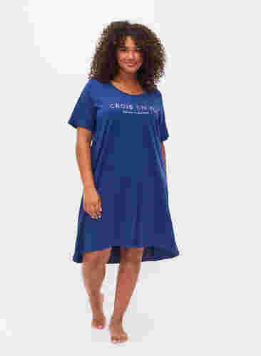 Katoenen nachthemd met korte mouwen en print, Midnight W. Crois, Model image number 2