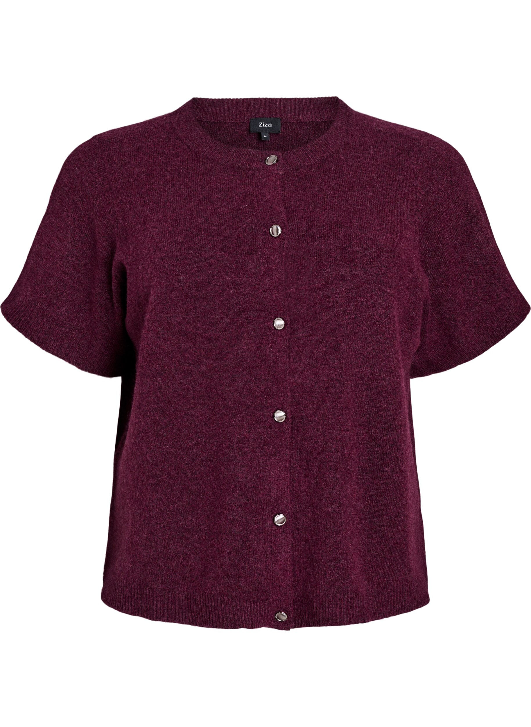 ZizziGebreide kleding vest met korte mouwen, Donker Bordeaux, Packshot image number 0