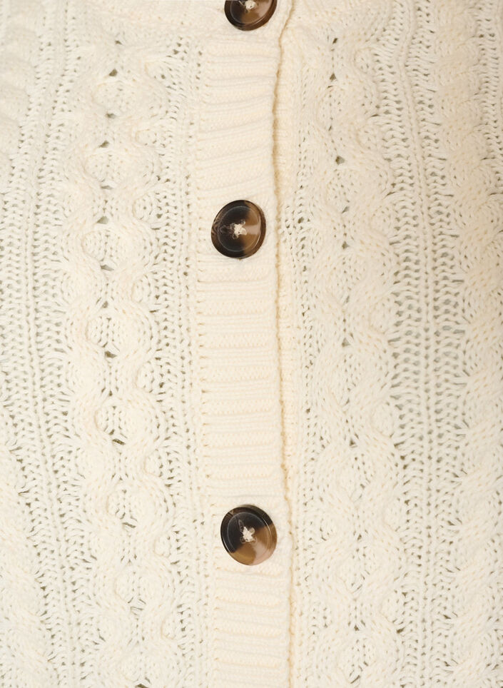 Vest met kabelpatroon, Vanille, Packshot image number 2