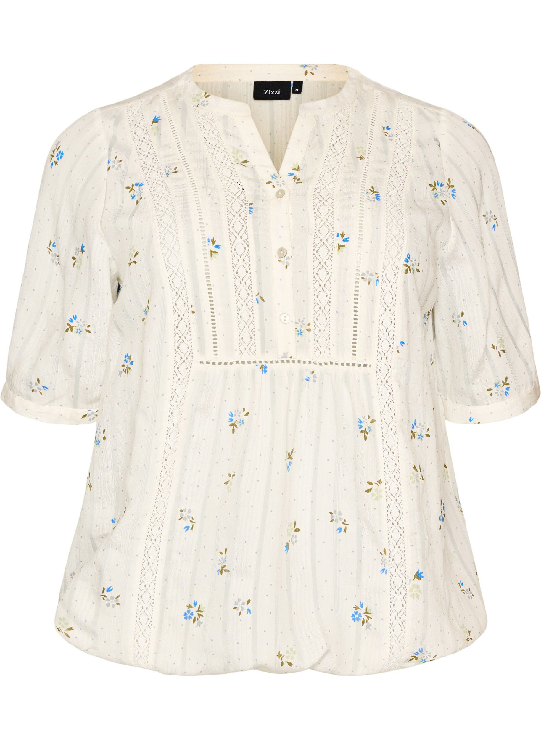 ZizziBlouse met print en 1/2 mouwen, Vanille, Packshot image number 0