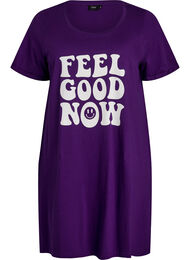 Nachtjapon met korte mouwen van biologisch katoen, Blauw