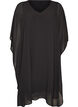 Korte chiffon jurk met V-hals, Zwart, Packshot image number 0