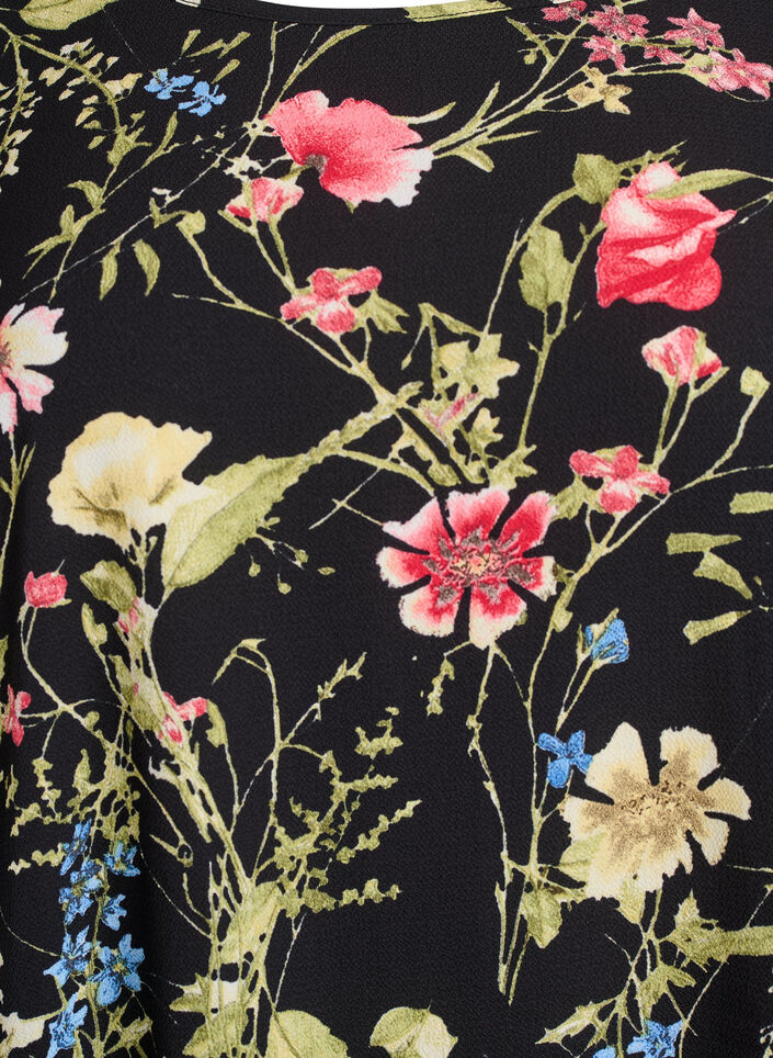 Jurk met print en korte mouwen, Zwart, Packshot image number 2