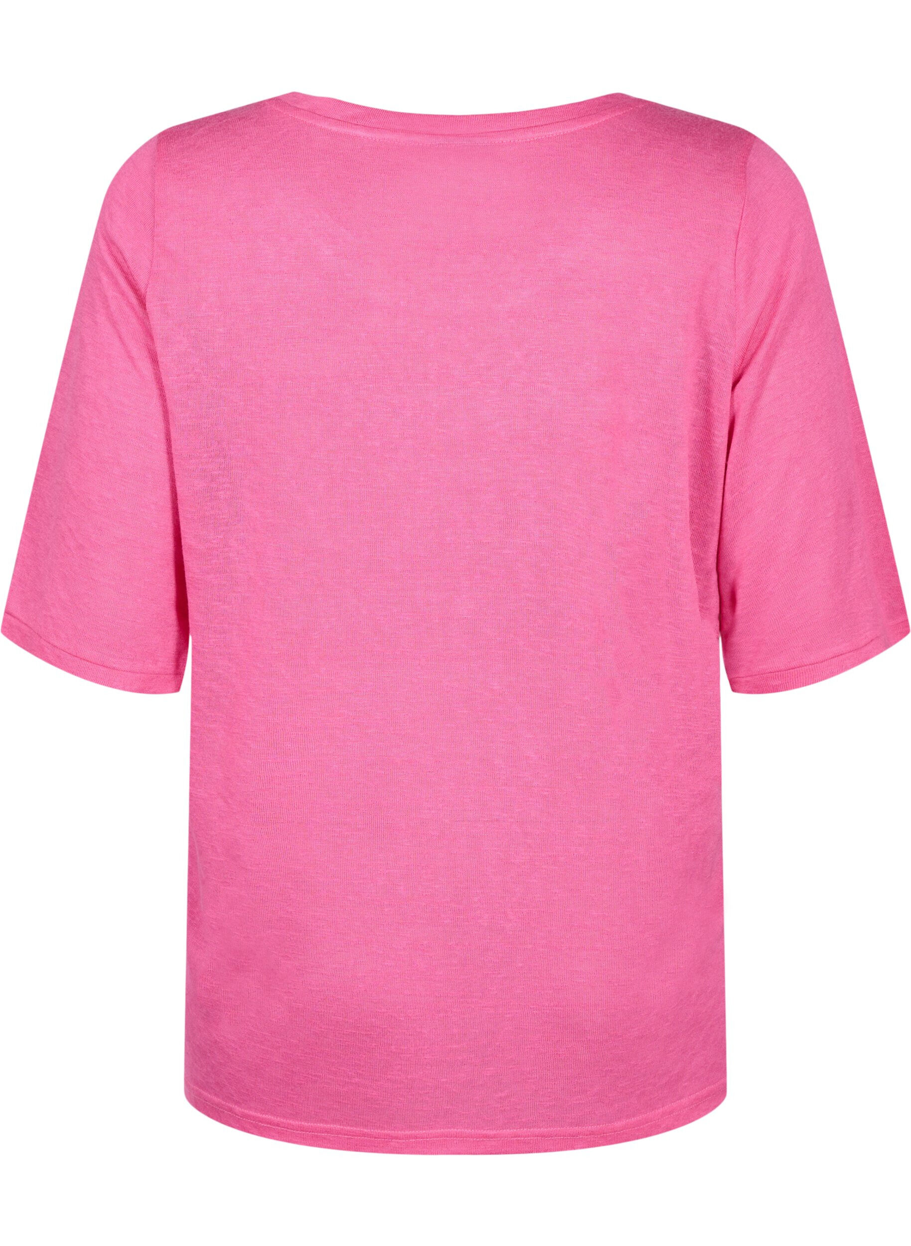 Zizzi Blouse met 3/4 mouwen, Shocking Pink, Packshot image number 1
