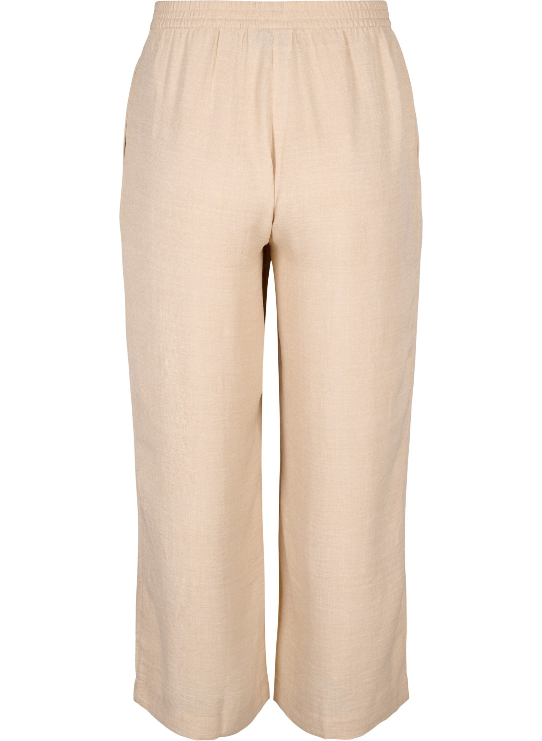 Zizzi Losse broek met elastische tailleband en zakken, Beige, Packshot image number 1