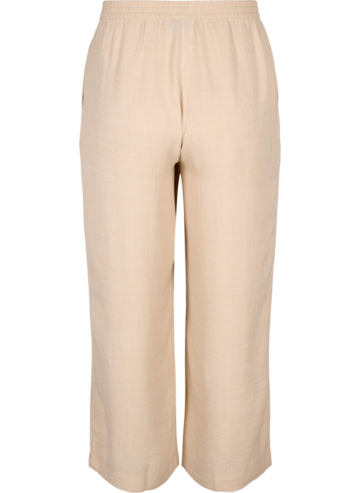 Losse broek met elastische tailleband en zakken, Beige, Packshot image number 1