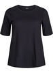 Geribde jersey blouse met korte mouwen, Zwart, Packshot image number 0