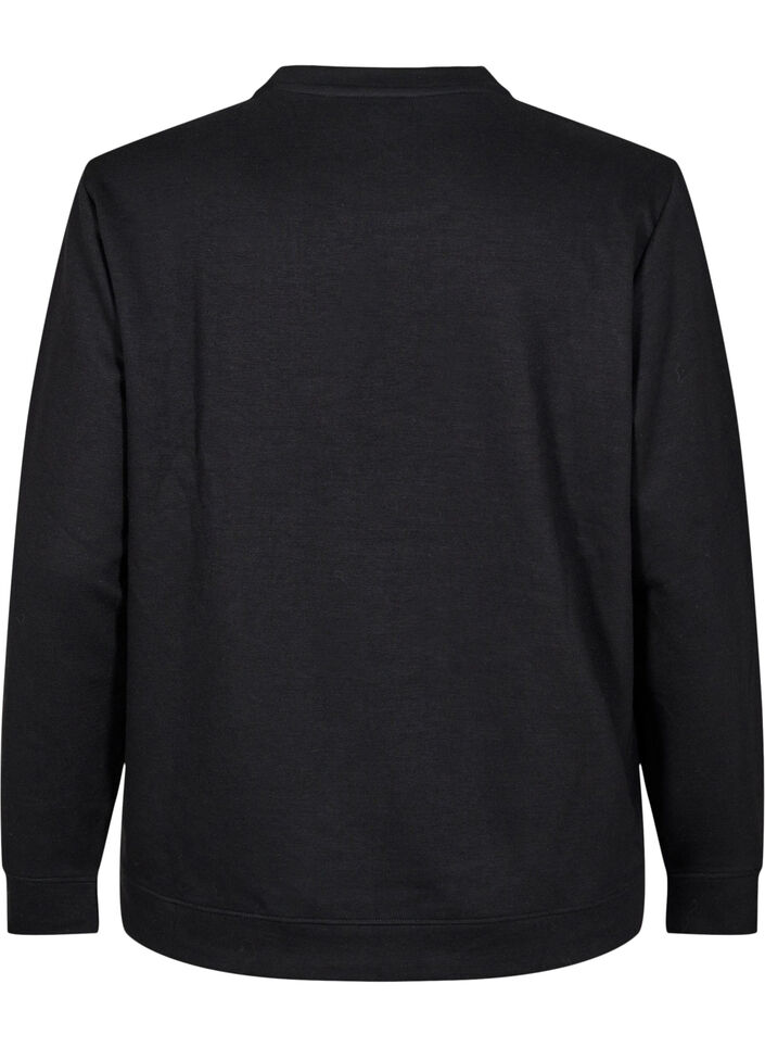 Sweatshirt met ronde hals, Zwart, Packshot image number 1