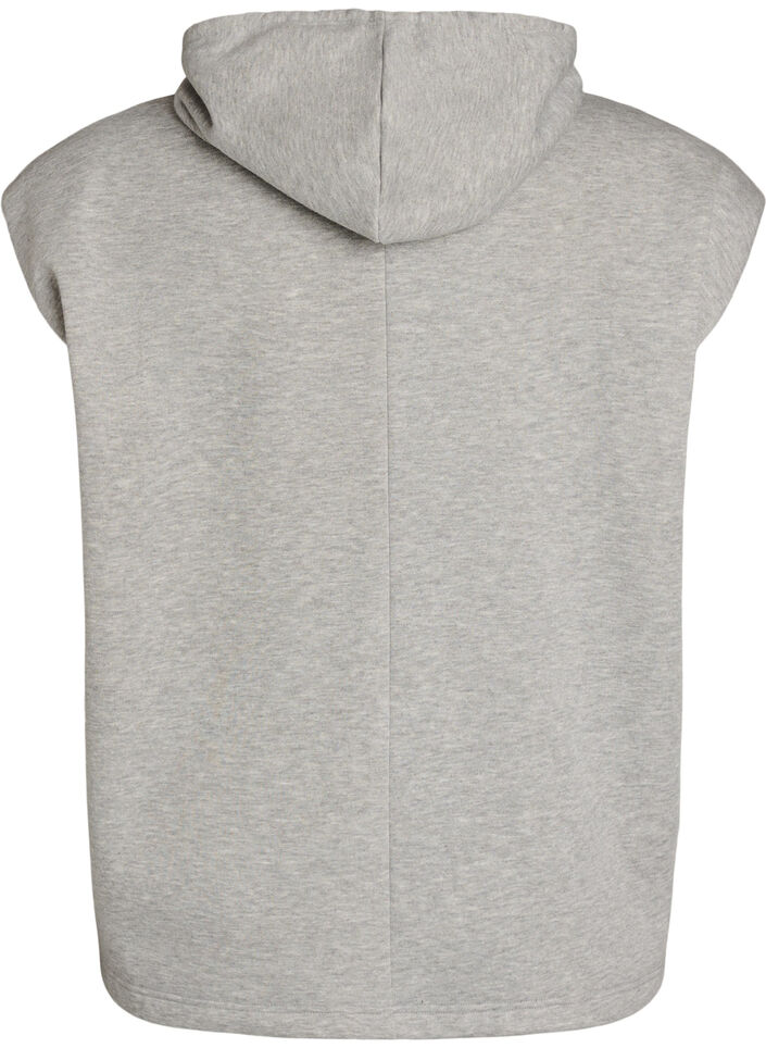 Sweatvest met capuchon en schoudervulling, Grijs, Packshot image number 1