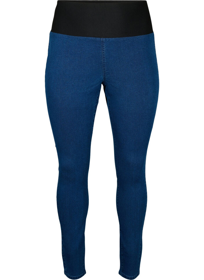 FLASH - Jeggings met brede elastische tailleband, Blauw, Packshot image number 0
