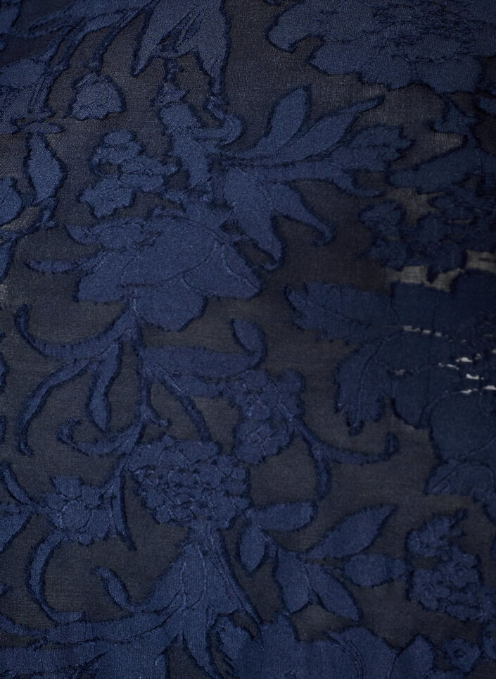 Doorschijnende blouse met bloemenstructuur en lange mouwen, Blauw, Packshot image number 2