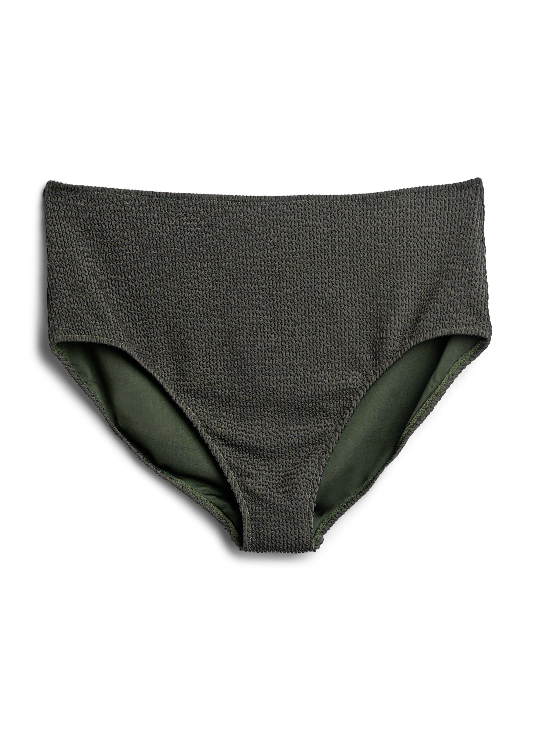 Zizzi Bikinibroekje met textuur en hoge taille, Groen, Packshot image number 0