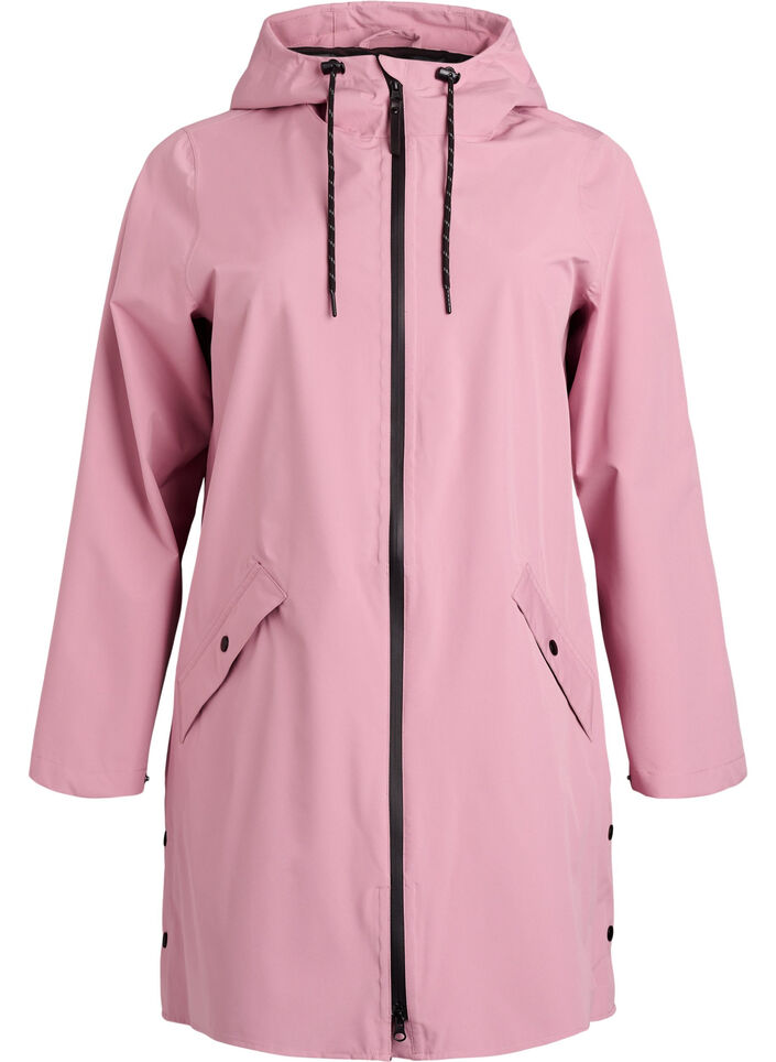 Regenjas met zakken en capuchon, Roze, Packshot