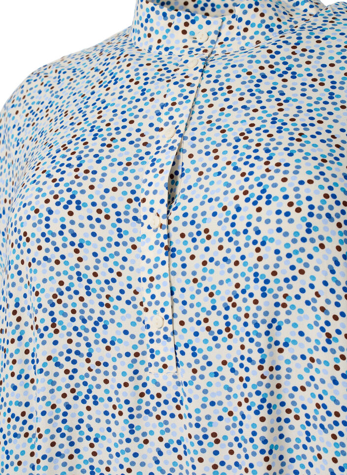Gestippelde viscose jurk met knopen, Blue Dot AOP, Packshot image number 2