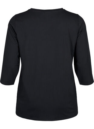 Trainings-T-shirt met 3/4 mouwen en gaasdessin, Black, Packshot image number 1