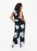 Mouwloze jumpsuit van viscose, Black Big Flower AOP, Model image number 1