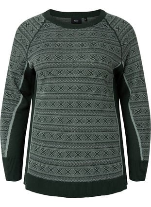 Gedessineerd ski-onderhemd met wol, Deep Lake Comb, Packshot image number 0