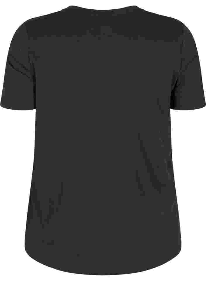 Katoenen t-shirt met korte mouwen en print, Black, Packshot image number 1