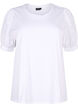 Biologisch katoenen blouse met broderie anglaise mouwen, Bright White, Packshot image number 0