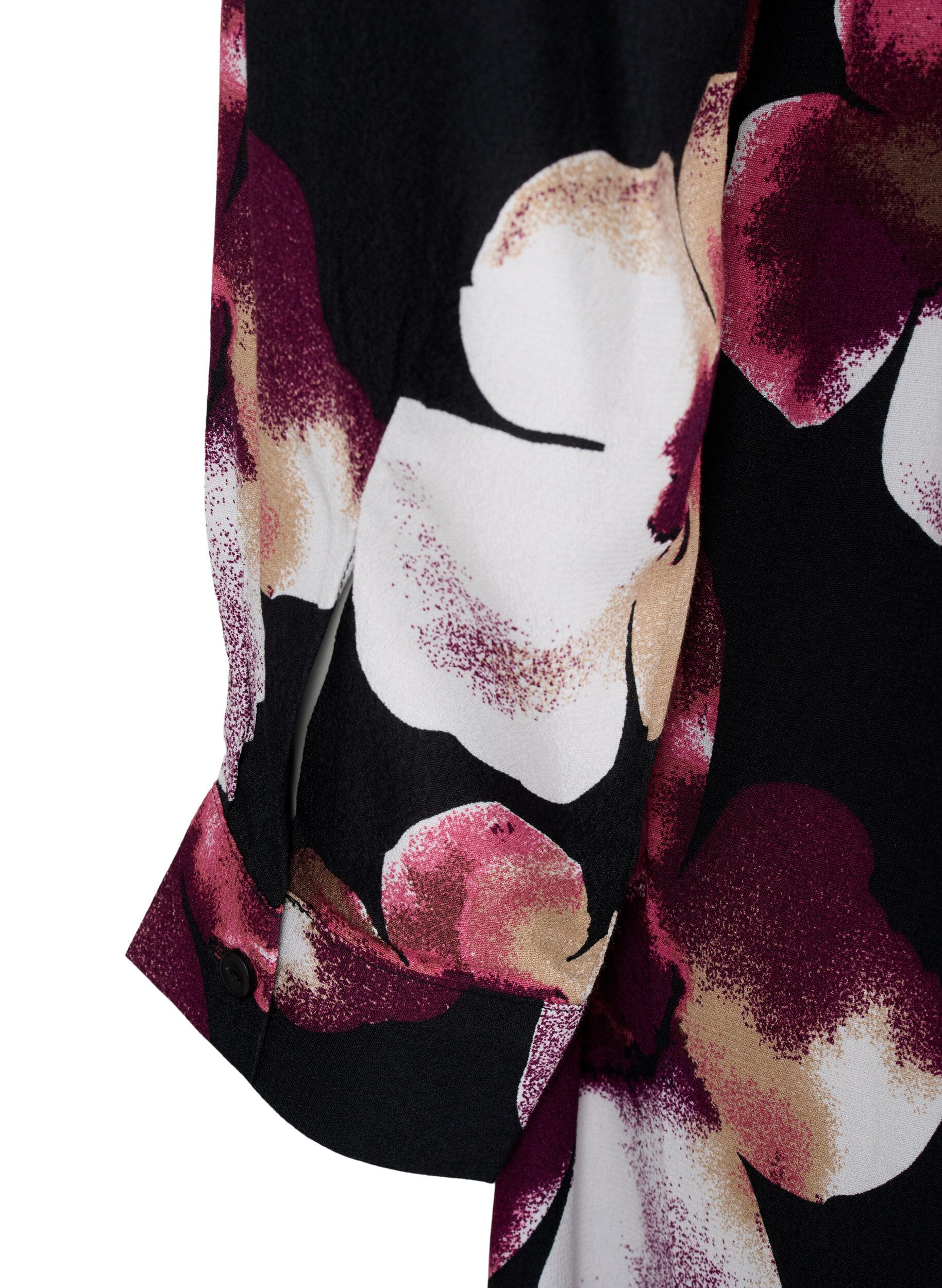 Zizzi Viscose jurk met print en lange mouwen, Zwart, Packshot image number 3