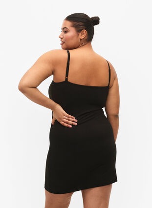 Slip jurk in rib, Black, Model image number 1