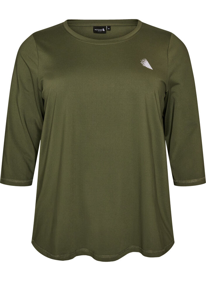 Sporttop met 3/4 mouwen, Groen, Packshot image number 0