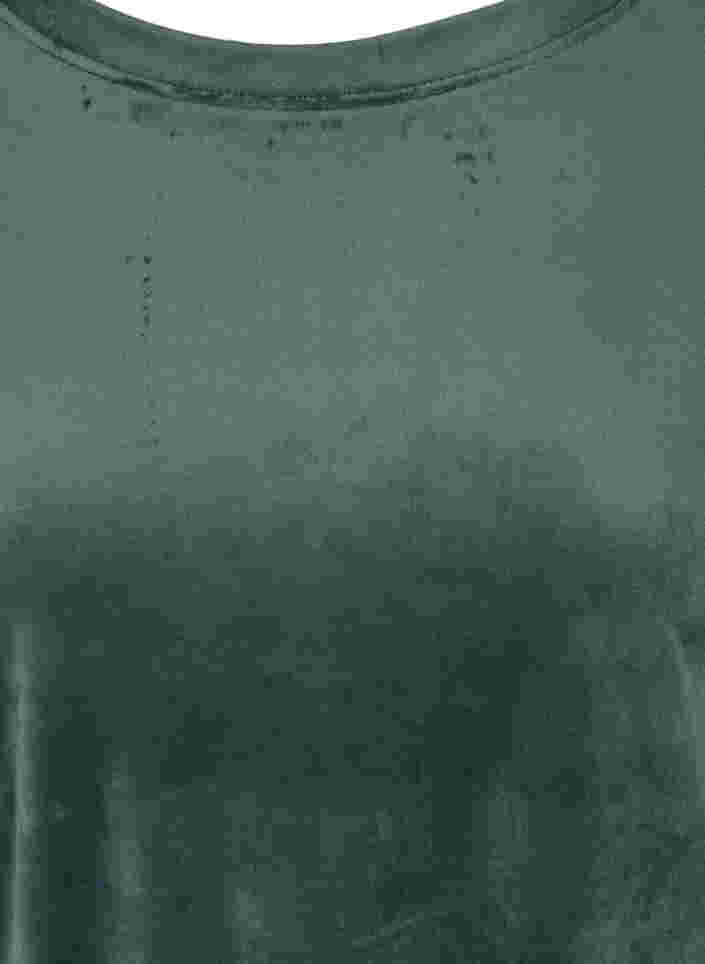 Velours top met lange mouwen en strikje, Balsam Green, Packshot image number 2
