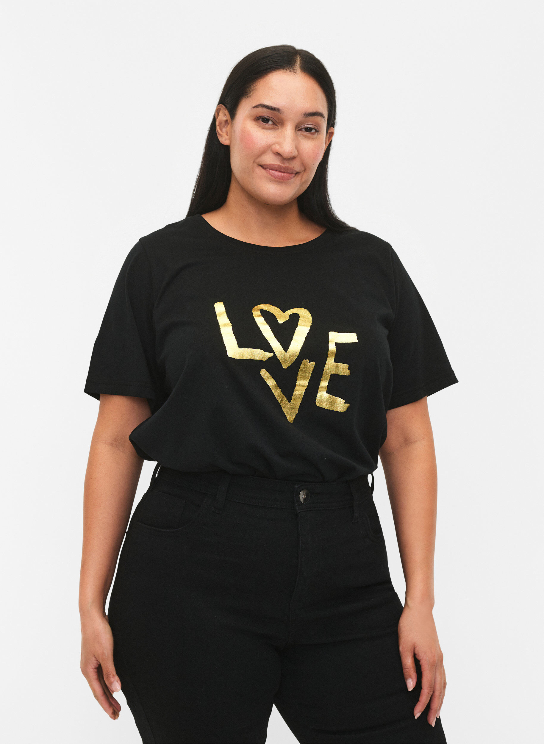 Zizzi FLASH - 2-pack t-shirt met motief, Black/Port Royale , Model image number 0