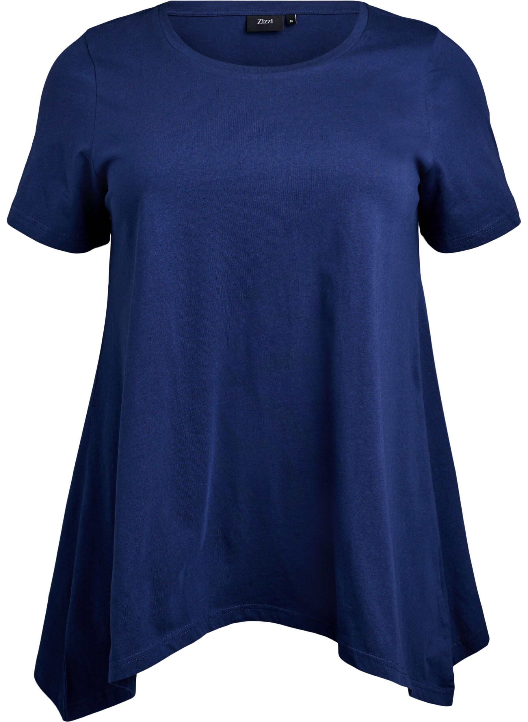 Zizzi T-shirt met ronde hals en A-lijn vorm, Blauw, Packshot image number 0