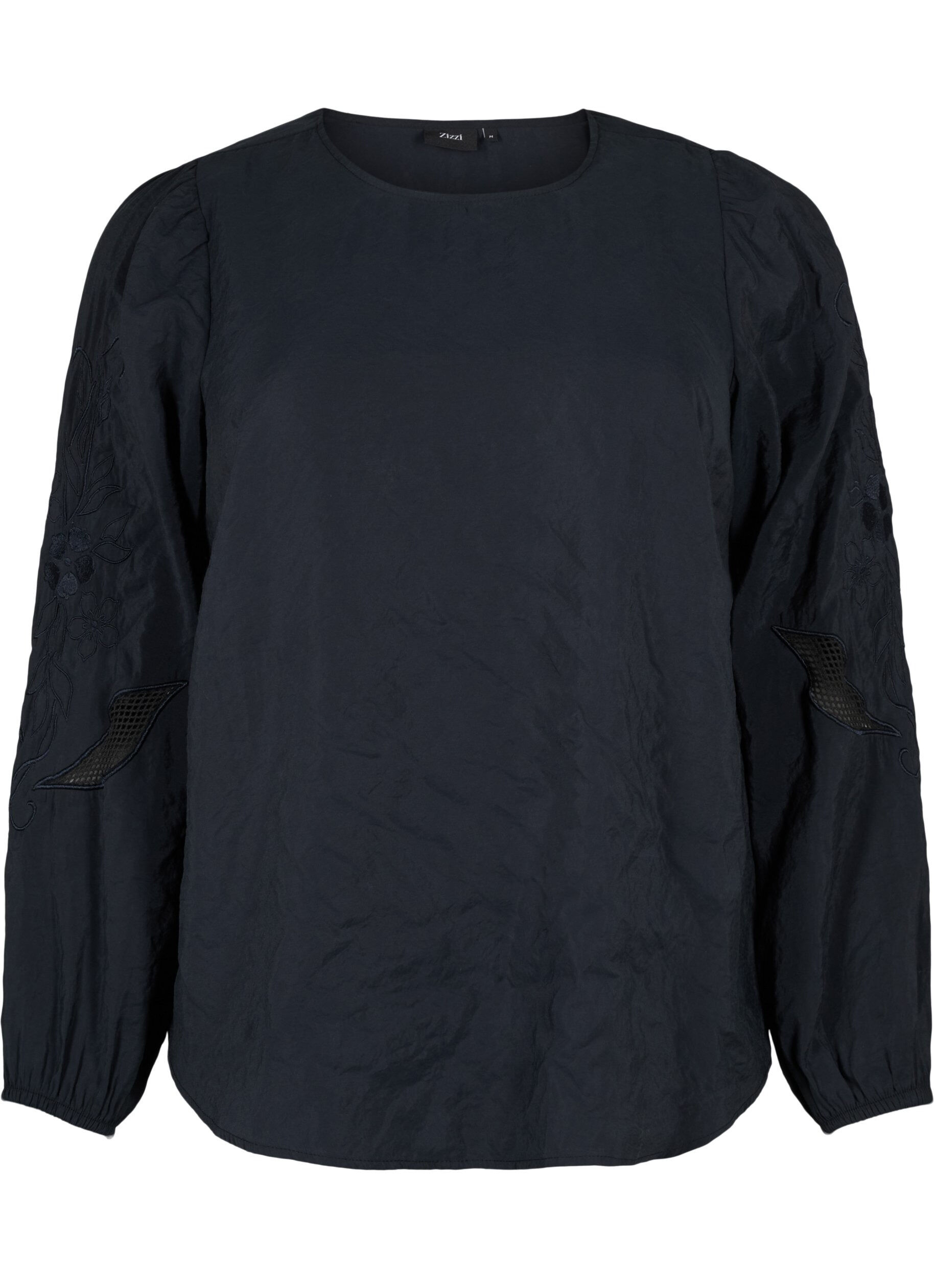 Zizzi Blouse van Tencel&trade; Modal met geborduurde details, Black, Packshot image number 0