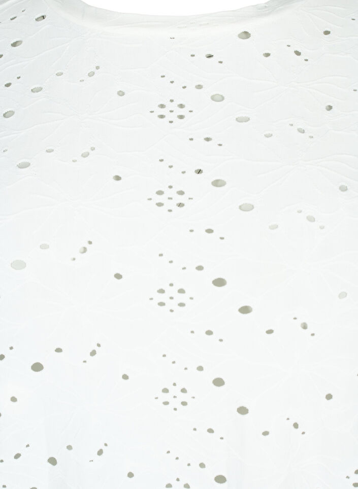 Blouse met lange mouwen en gaatjespatroon, Bright White, Packshot image number 2