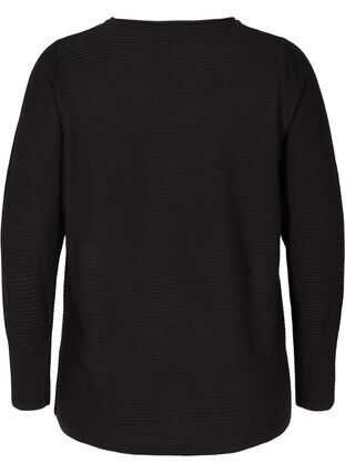 Gebreide geribbelde sweater met ronde hals , Black, Packshot image number 1