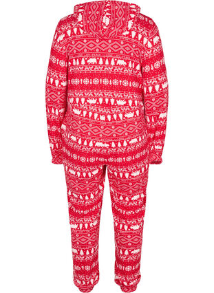 Kerst jumpsuit met capuchon en rits, Christmas AOP, Packshot image number 1