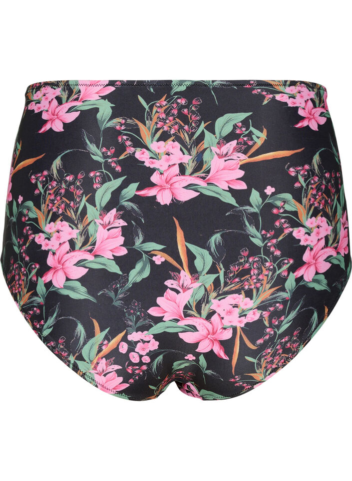 Bikinibroekje met extra hoge taille en print, Roze, Packshot image number 1