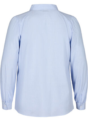 Gestreepte blouse in katoen, White/Blue stripe, Packshot image number 1