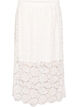 Kanten midirok met een elastische tailleband, Wit, Packshot image number 0