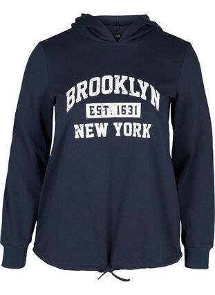 Sweatshirt met print en capuchon, Navy Blazer, Packshot image number 0