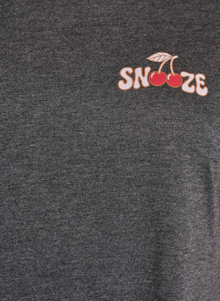 Nachtjapon met korte mouwen en tekstopdruk, Zwart, Packshot image number 2