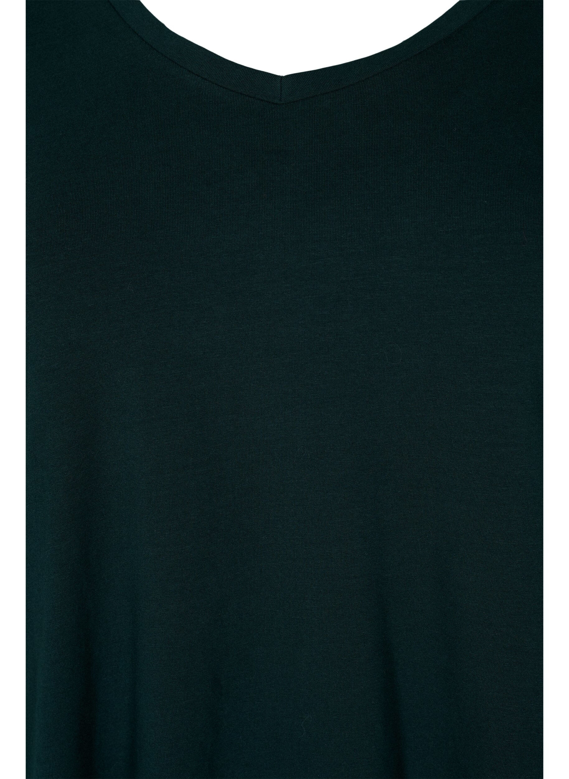 ZizziBasic t-shirt in effen kleur met katoen, Groen, Packshot image number 2